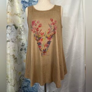 Judith March Camel Dress with Red Floral dear Design